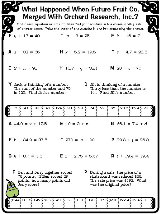 Worksheet  12751725  Pizzazz Math Worksheets Answers â Worksheet